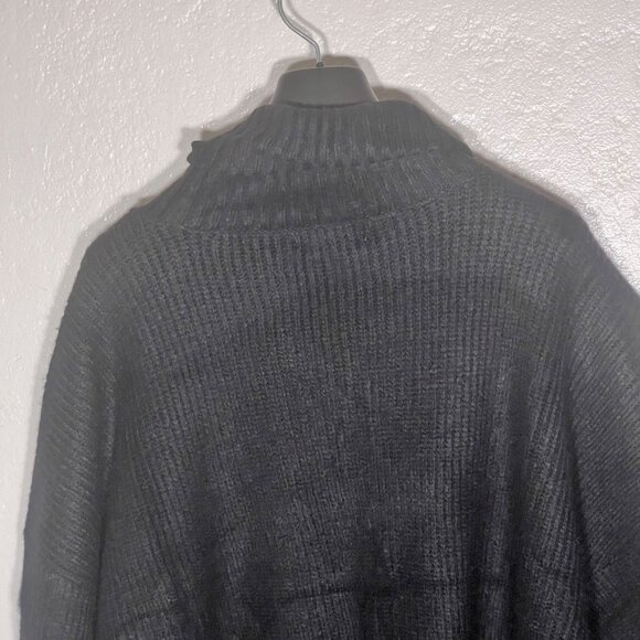 Marled Black Ribbed Knit Pullover Sweater XL Oversized Relaxed Wide Sleeves NWT - Picture 8 of 16